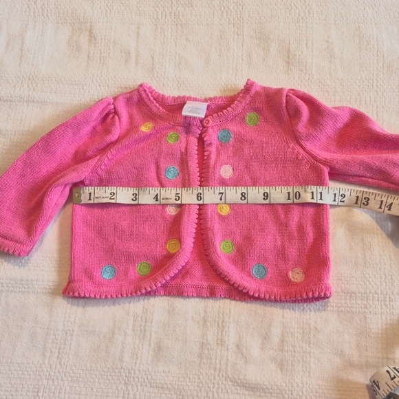 Gymboree girls size 3-6 months outlet pink cardigan embroidered dots VGUC - Picture 4 of 5
